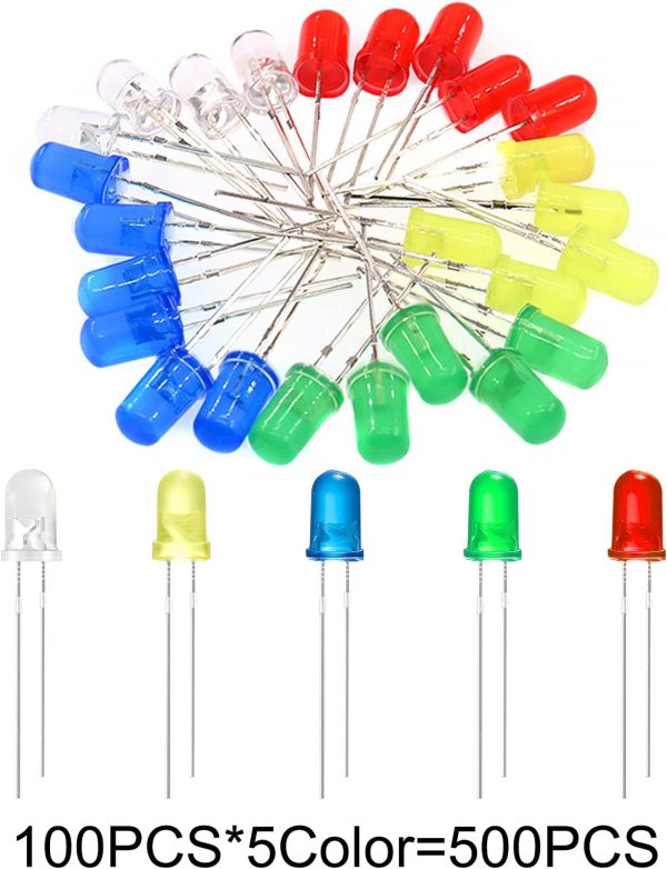 LED kit 500u 5mm 5 colores c/caja plástica - Imagen 2