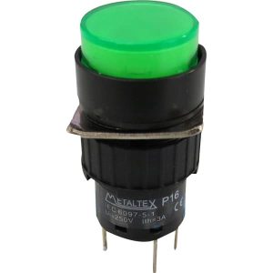 Comando P16 pulsador iluminado 220Vac verde