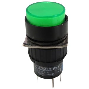 Comando P16 pulsador iluminado 24Vcc inv verde