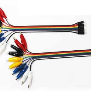 Cable plano 10 con terminales hembra/cocodrilo 20cm