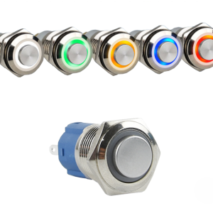 Pulsador antivandalismo iluminado anillo con retención 22mm