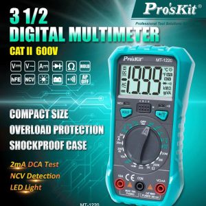 Multimetro 3 1/2 digitos compacto multifunción MT-1220