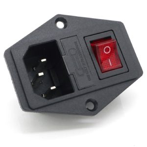 Conector C14 chasis con portafusible e interruptor luminoso
